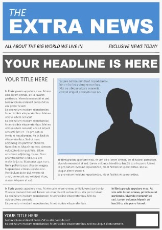 Blue Big Headline Extra News Newspaper template