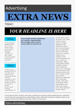 Single Page Newspaper Template Word Doc with Advertisement