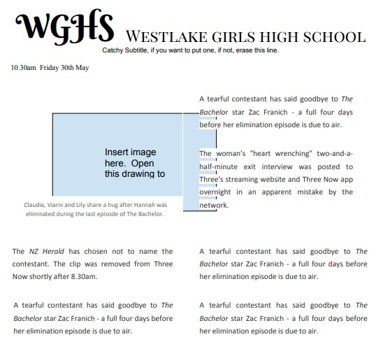 wooller school student newspaper template two columns left image