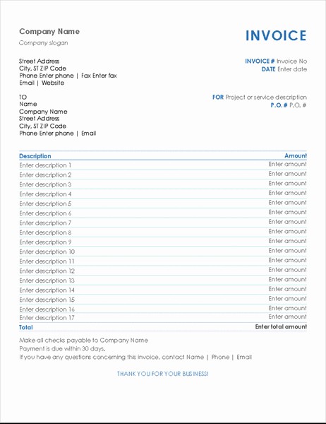 Blue Billing Simple Editable for Word