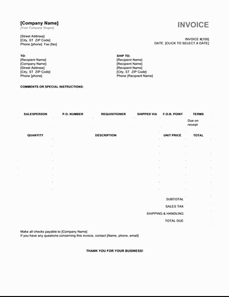 Simple Invoice Template Word