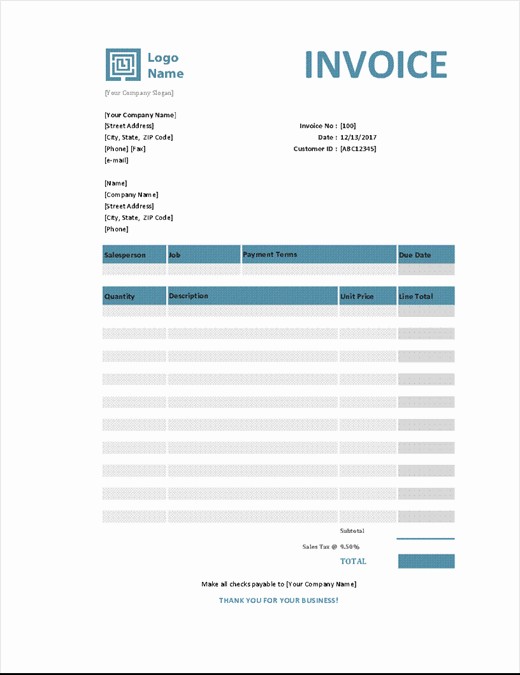 Pale Green Editable Invoice Template in Excel