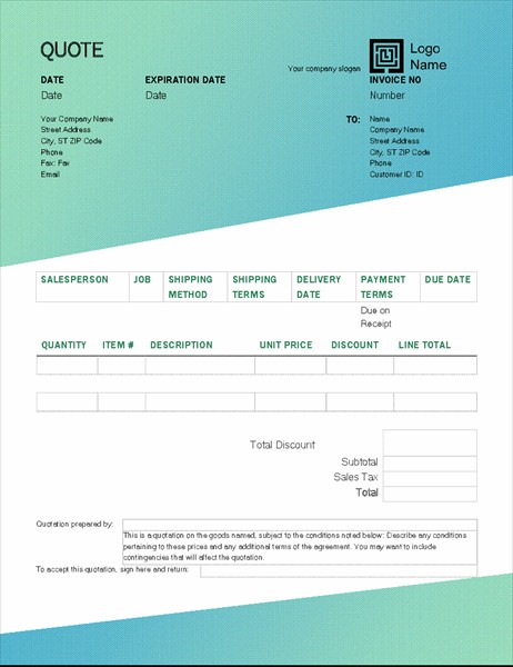 Invoice Template Word with Quote