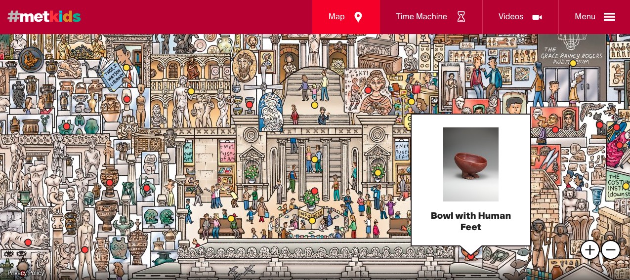 Interactive Map in Virtual Museum Tour with metKids