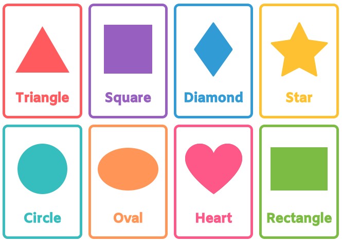 basic shapes flashcards free printable for toddlers kindergarten preschoolers colors template