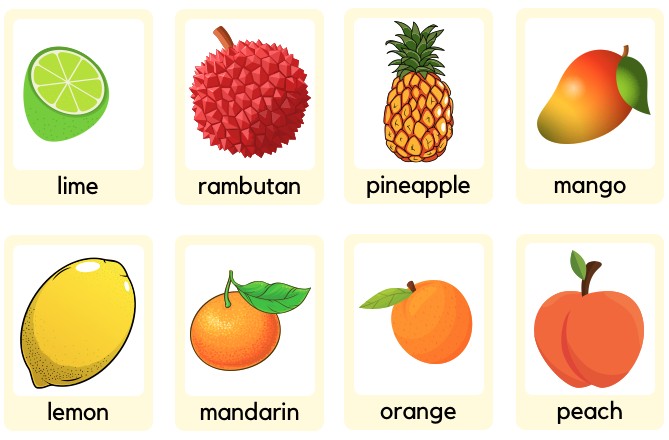 download free printable fruits flash card power point or pdf for teaching toddlers english