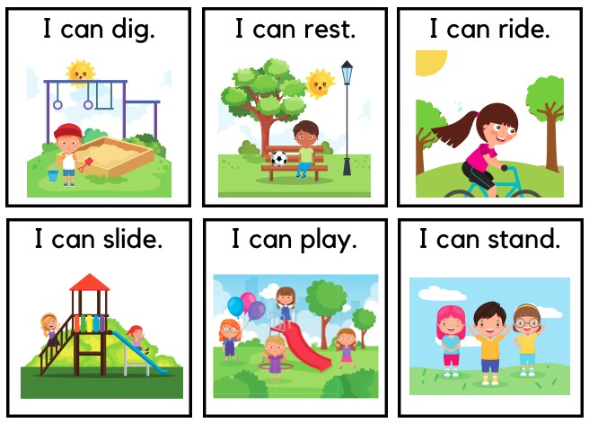use flashcard to teach simple sentence verb vocabulary