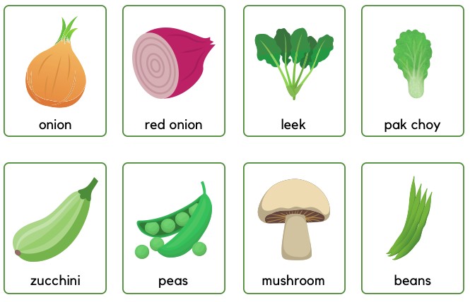 vegetables english flashcards