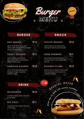 Burger Barbecue bbq menu template