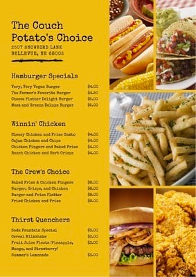 Fast Food Cafe menu template