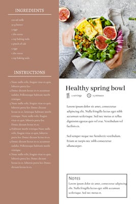 Recipe layout template two columns