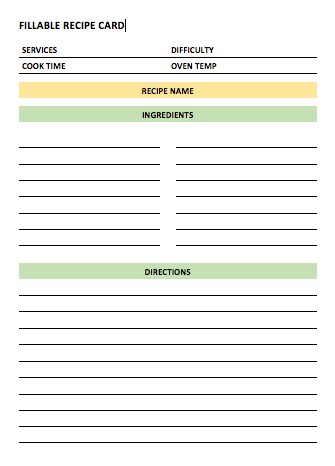 fillable recipe template for word printable