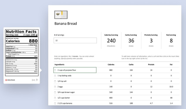 nutrition calculator word template