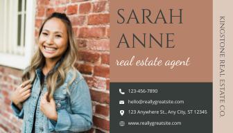 google docs business card template Personal Brown Real Estate front