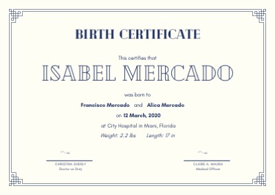 Birth Certificate Template with Border
