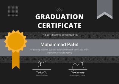 Black Elegant Graduation Certificate