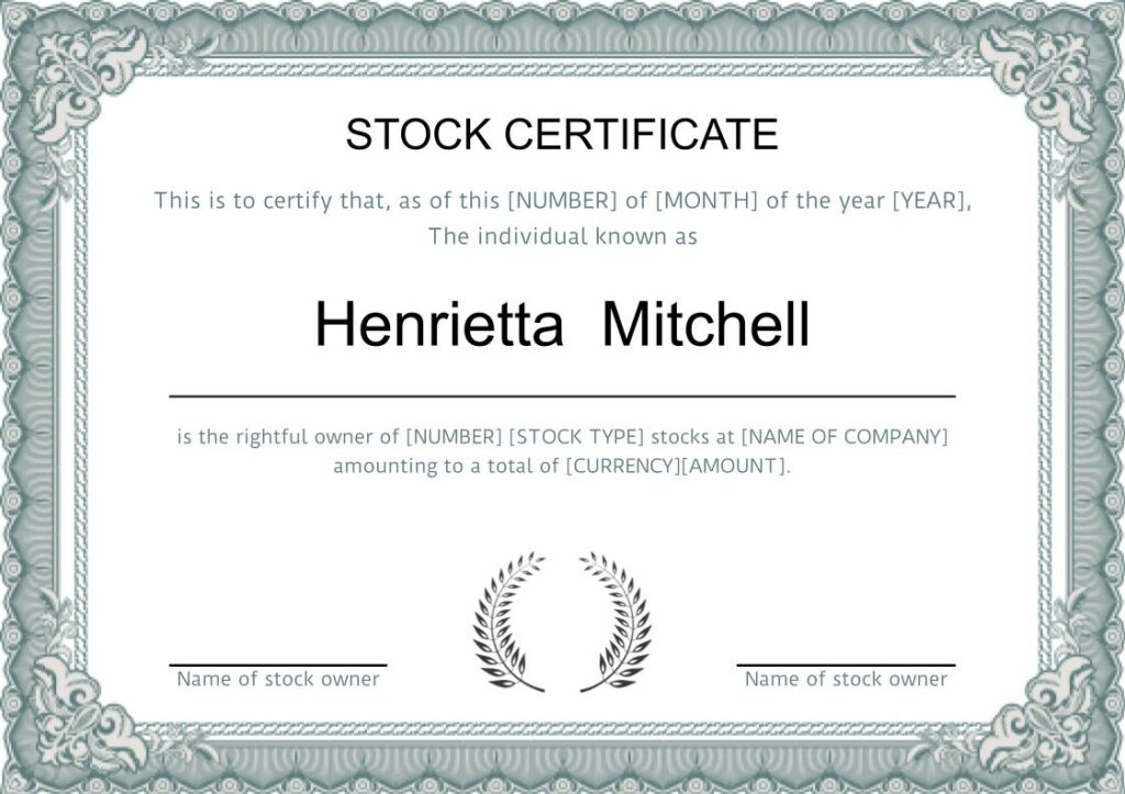 Border Stock Certificate