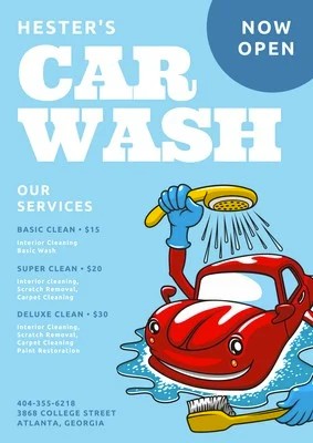 Car Wash Service Promotion Poster Template