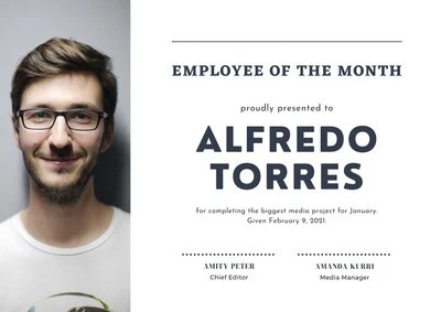 Employee of the Month with photo