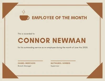 Light Brown Coffee Shop Employee of the Month 