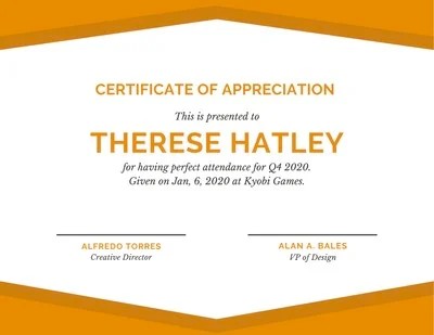 Modern Orange Certificate of Appreciation