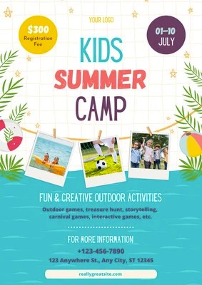 Summer Kids Camp Event Poster Template