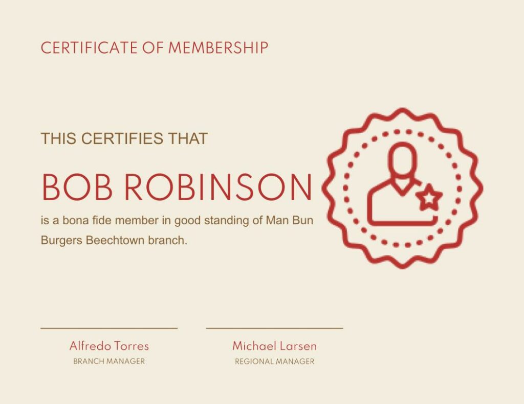 certificate of membership google docs