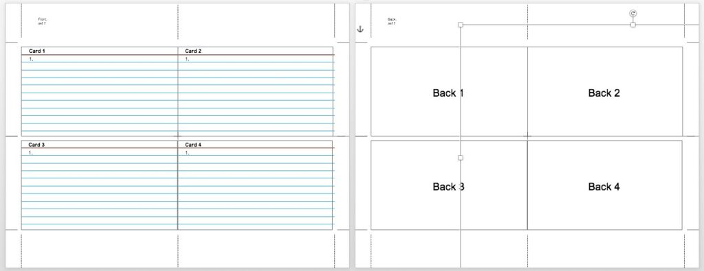 3x5 index card template front back