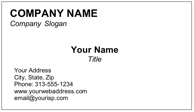 Blank Business Card Template Word