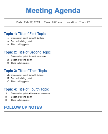 Google Docs Agenda Template