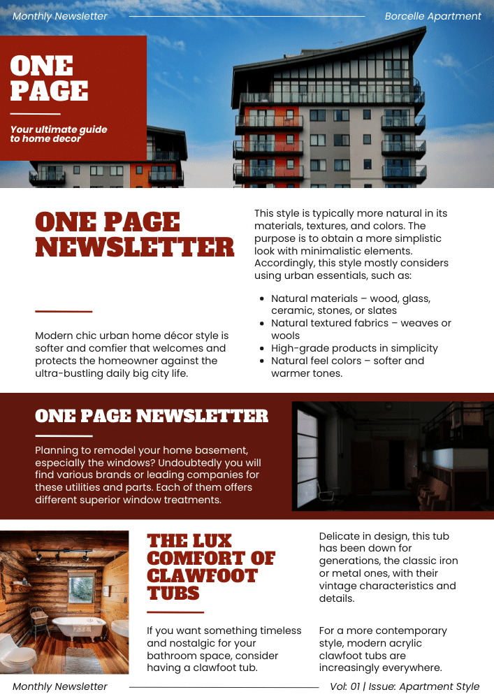 one page newsletter
