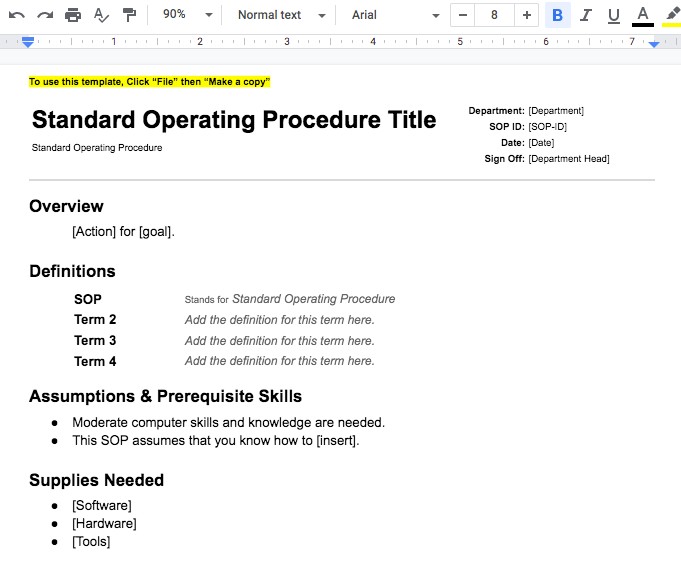 SOP Template Step by Step