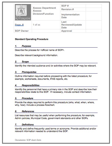 Standard Operating Procedure Template