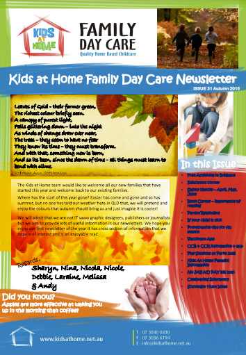 child care newsletter samples