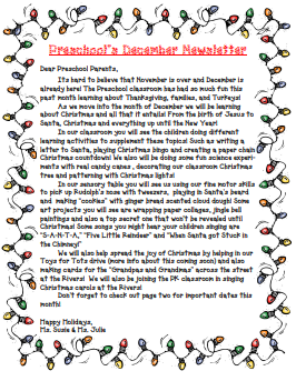 Preschool December Newsletter