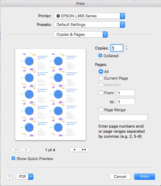 preview the business card in microsoft word before printing
