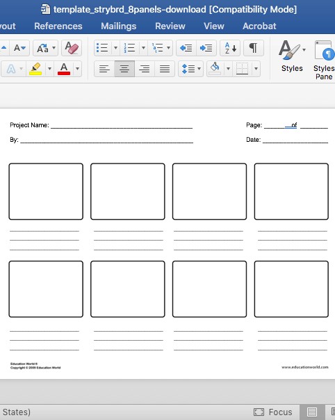 8 panels storyboard