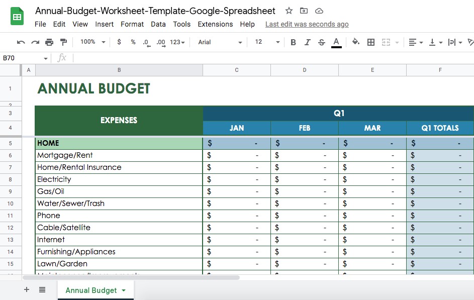 Annual Budget Planner