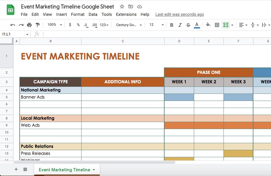 Event Planning Template Google Docs Marketing Timeline