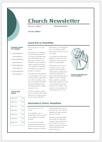 Free Church Newsletter Templates for Microsoft Publisher 2