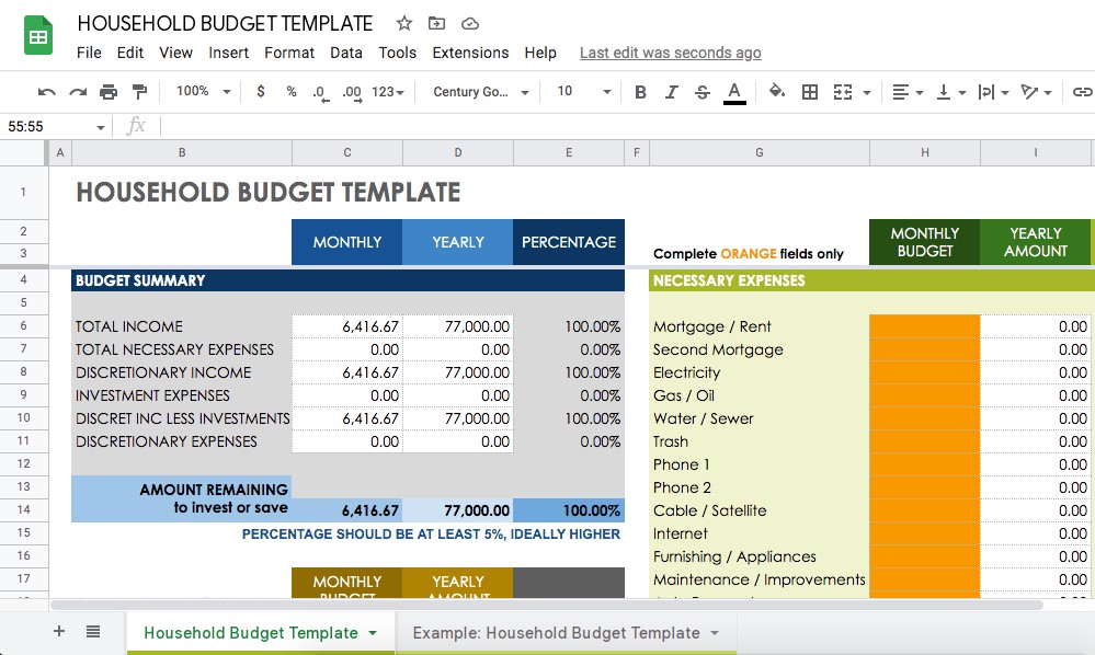 Household Budget Template