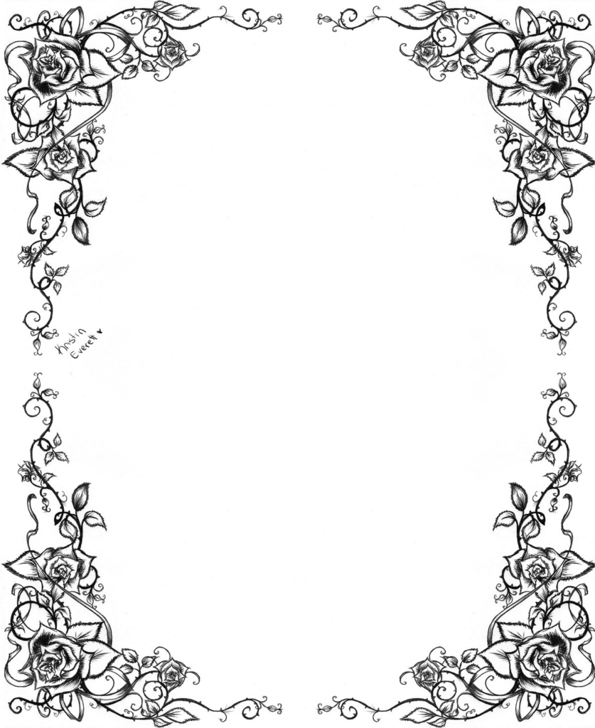 Rose flower corner border template