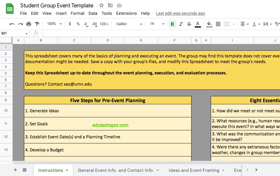 Student Group Event Template