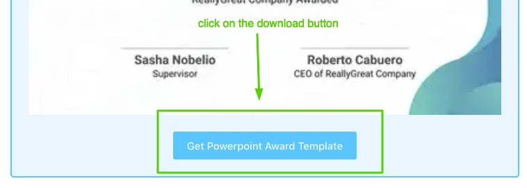 button to download certificate template as powerpoint