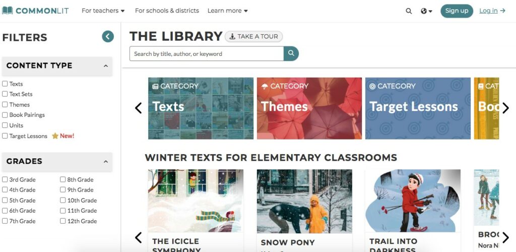 literacy library for online reading for teachers and schools