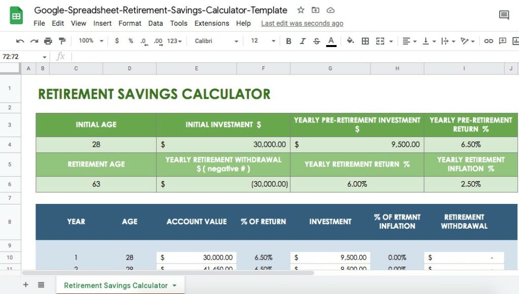 retirement savings calculator