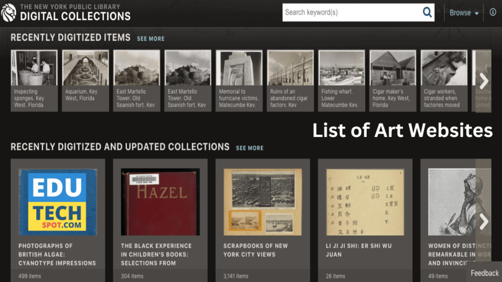 List of Art Websites - New York Public Library Digital Collections