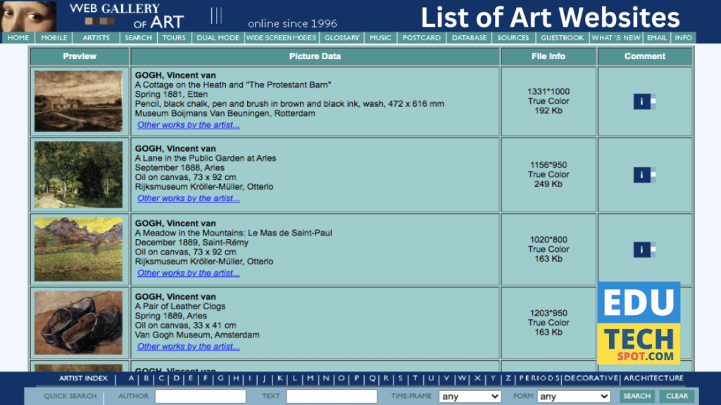 List of Art Websites - Web Gallery of Art