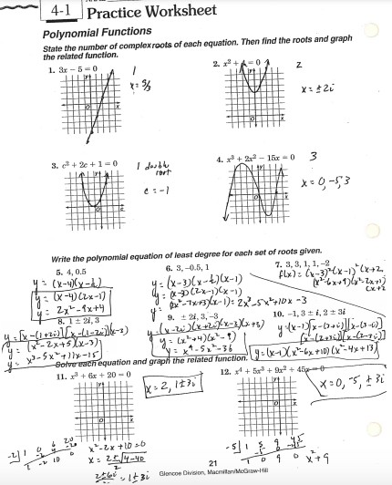 find least degree polynomial worksheet with answer