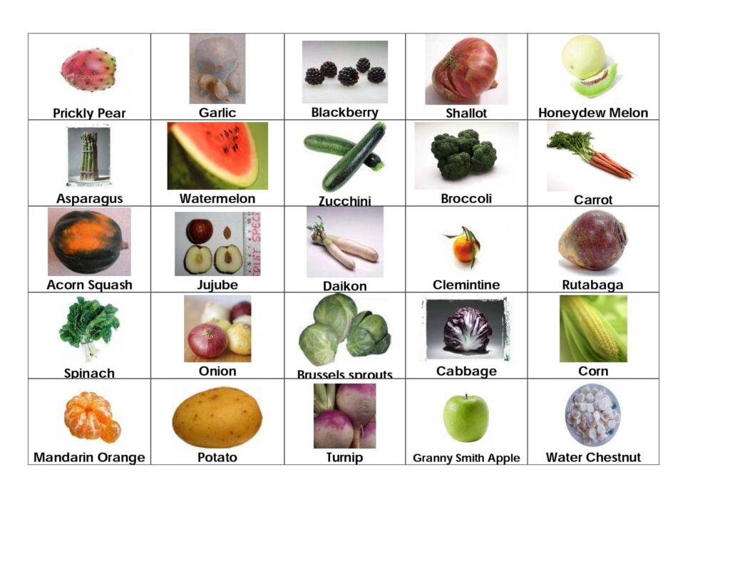 list of vegetables